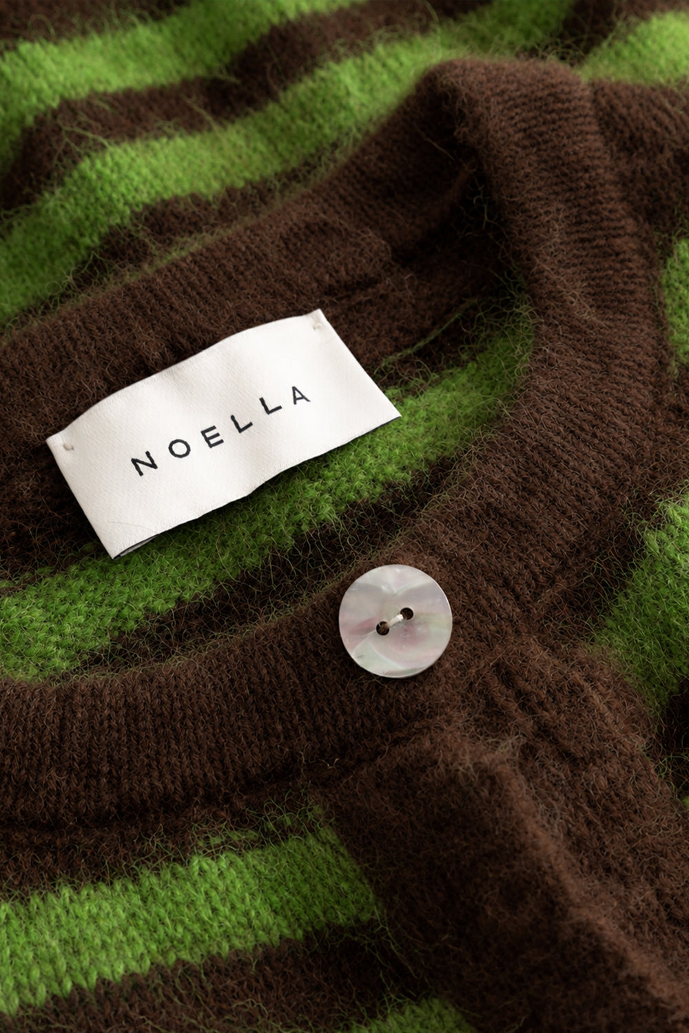 N-Mertice Strickjacke Braun Grün Gestreift