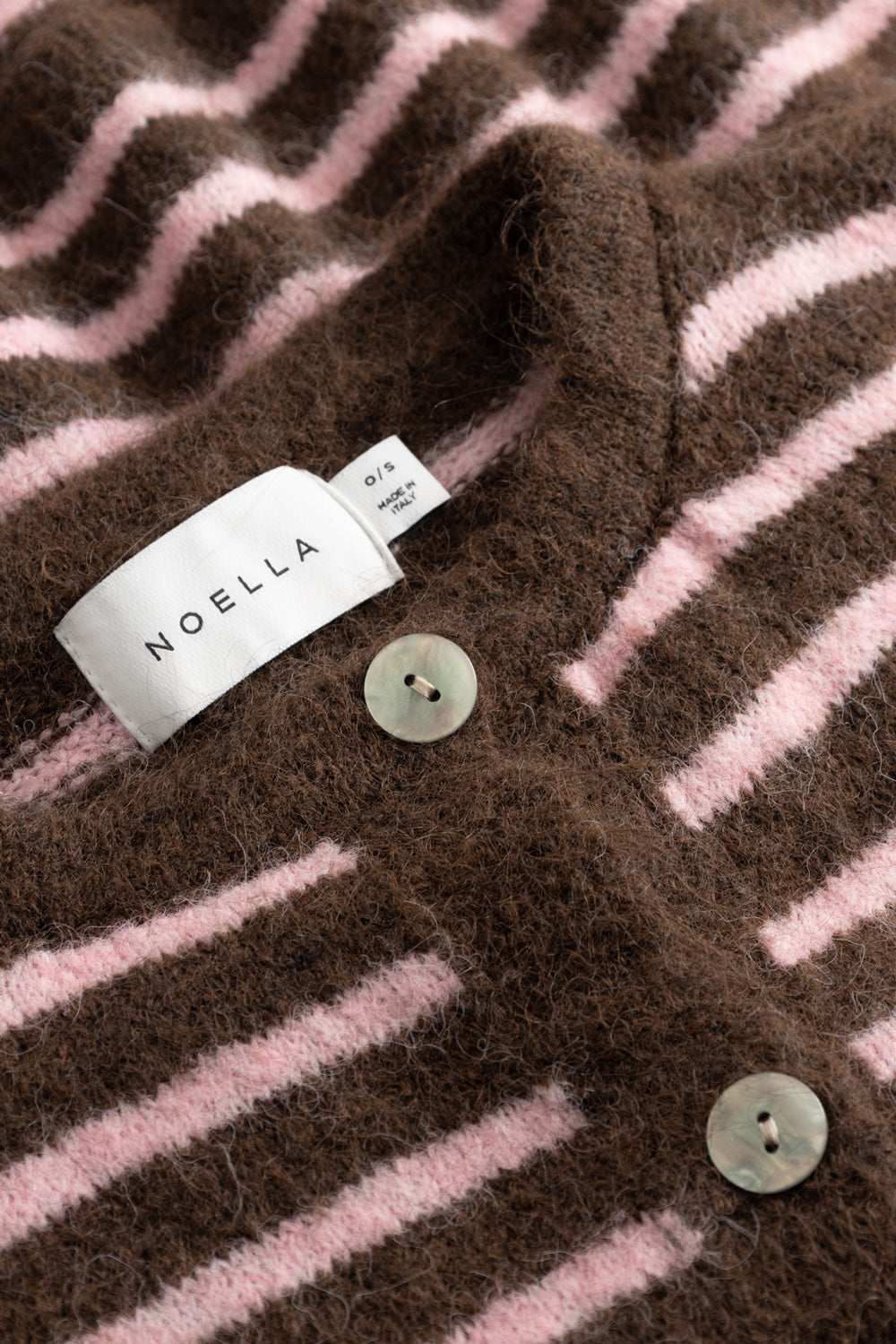 N-Mertice Strick-Cardigan Braun Rosé-Streifen