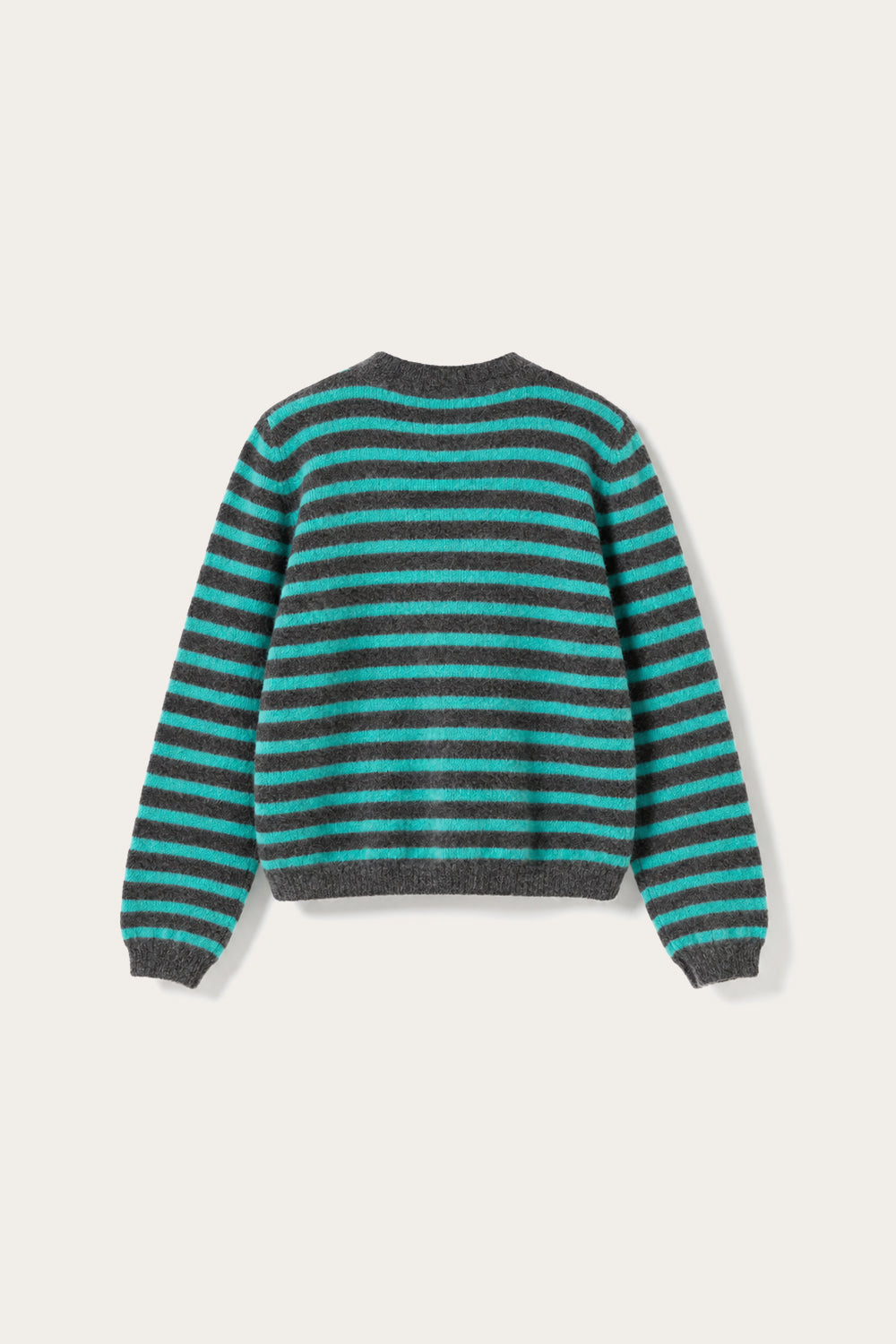 N-Mertice Strickjacke Grau Türkis gestreift
