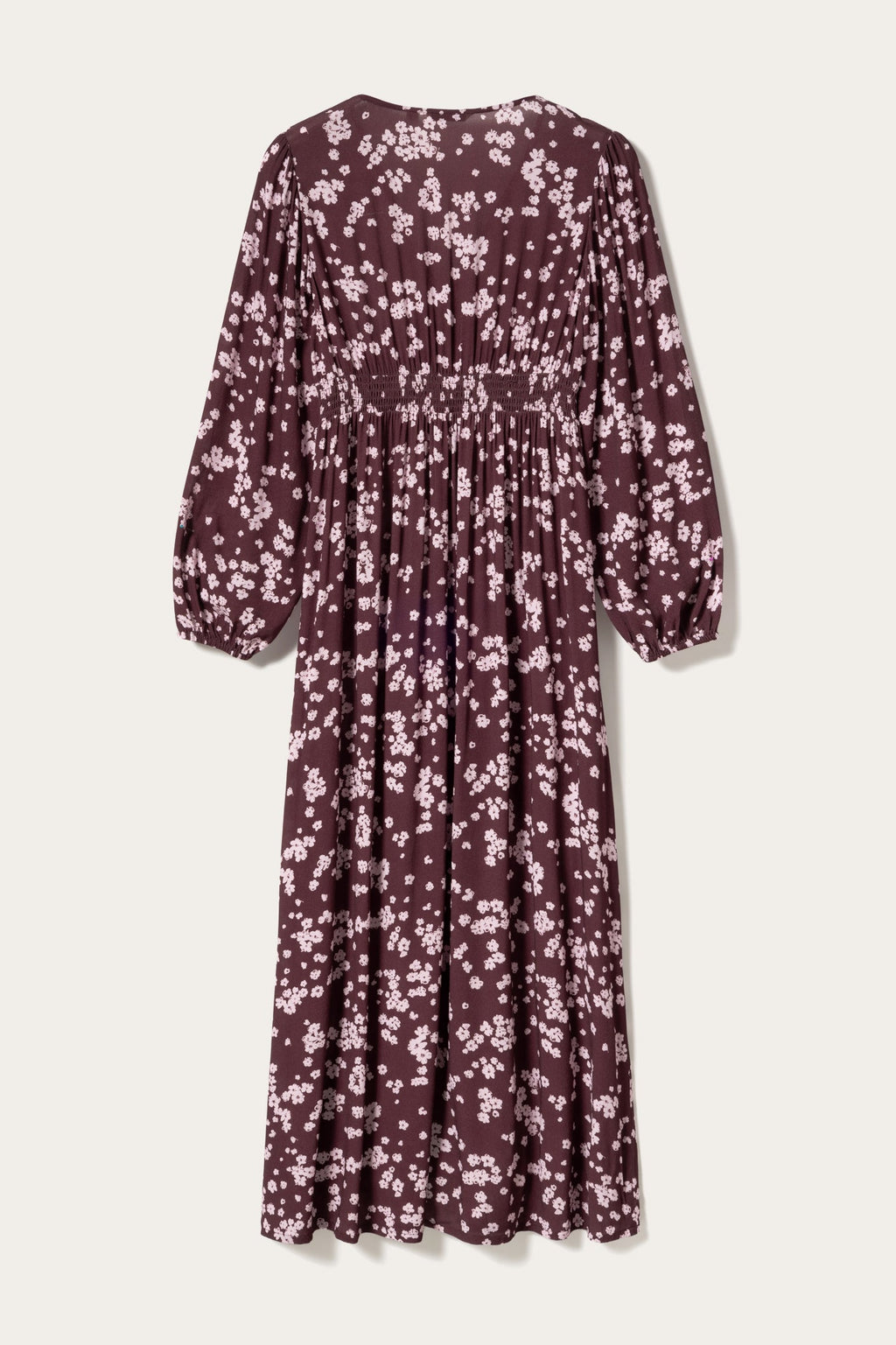 N-Lilith Maxikleid Deja Burgunderroter Print