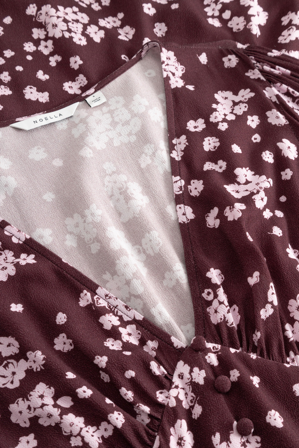 N-Lilith Maxikleid Deja Burgunderroter Print