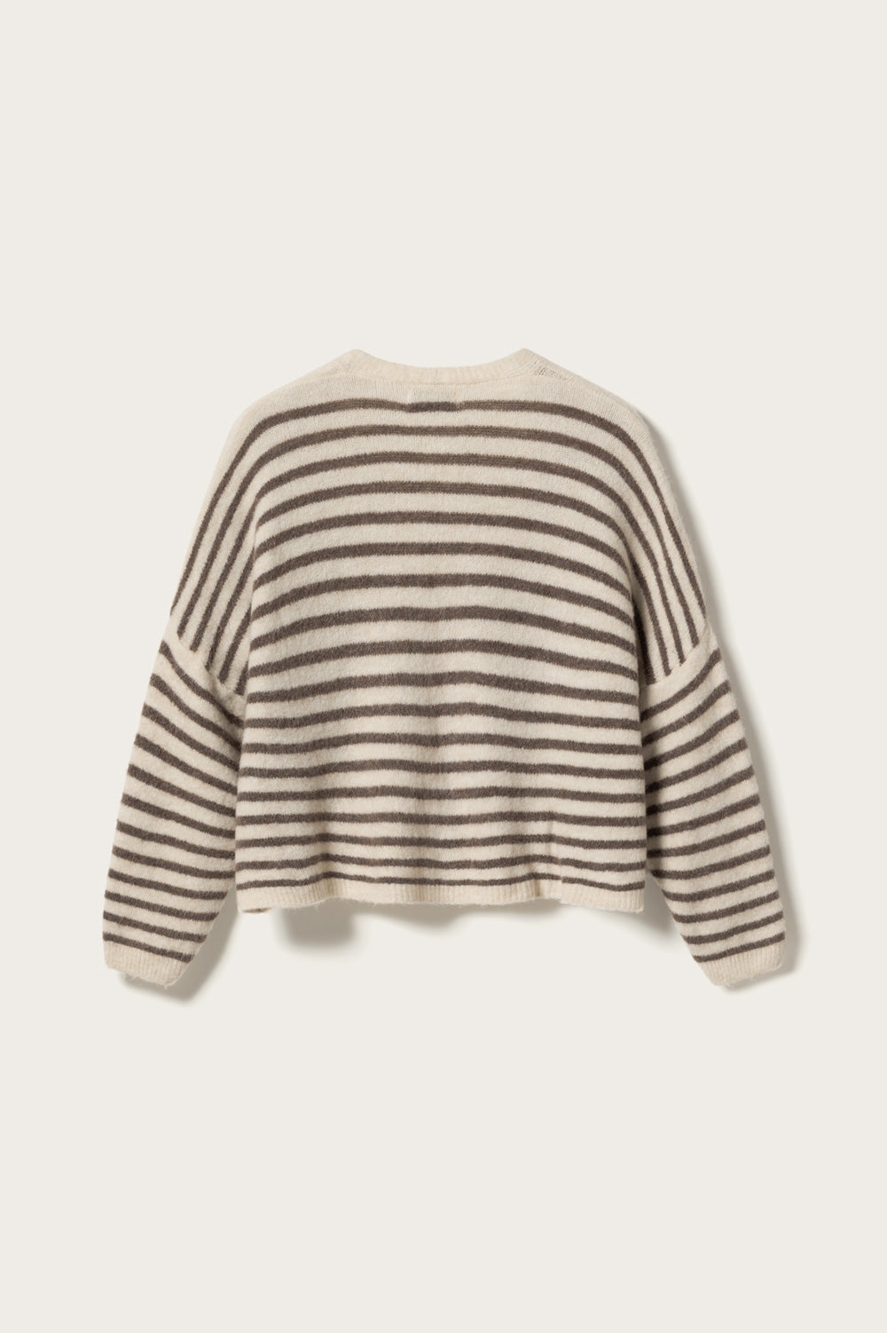 N-Lenda Strickjacke Braun-Elfenbein-Streifen