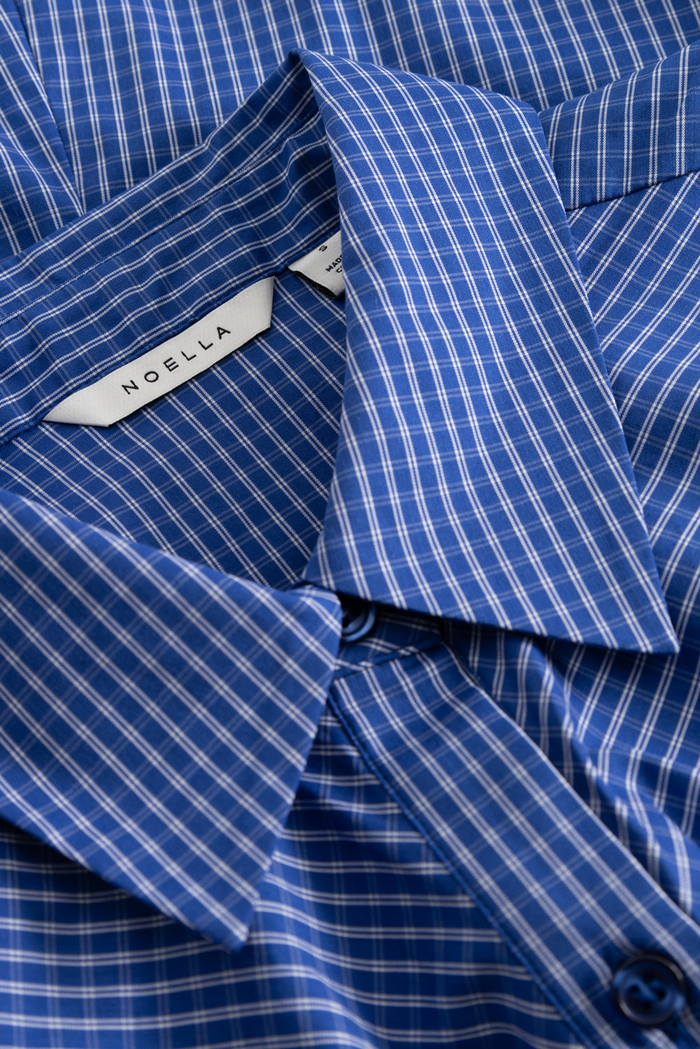 N-Micaiah Bluse Davy Blue Karo