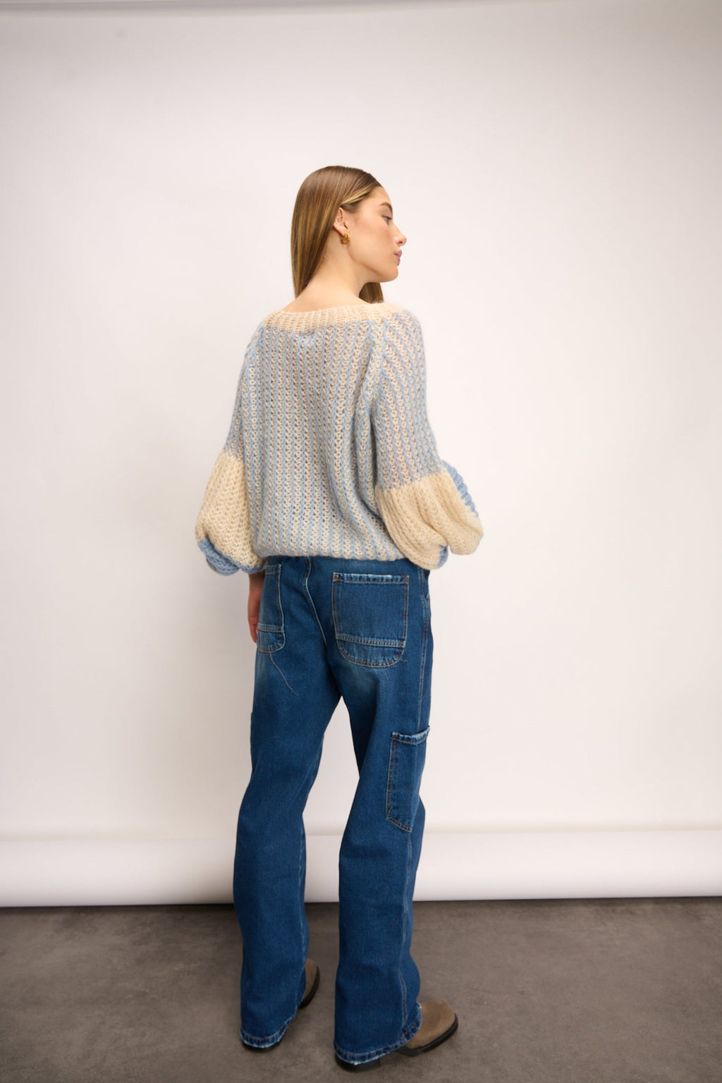 Liana Strickpullover Dusty Blue Cream