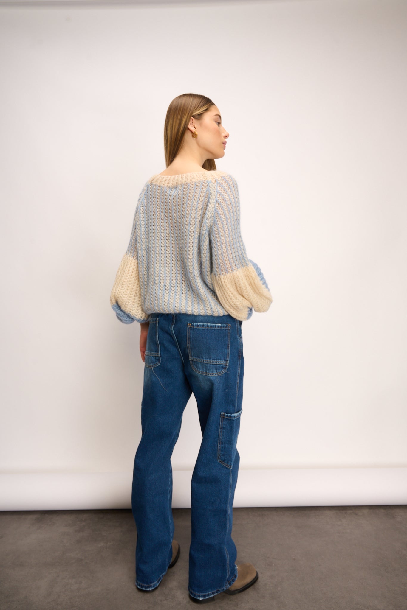 Liana Strickpullover Dusty Blue Cream