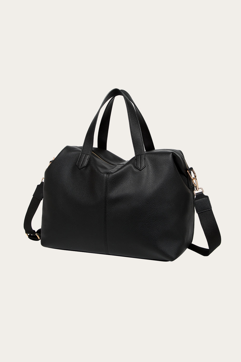 Holdall Mittelgroße Wochenendtasche Lederoptik Schwarz