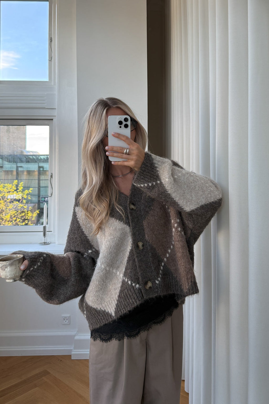 N-Laiana Strickjacke Aschbraun Melange
