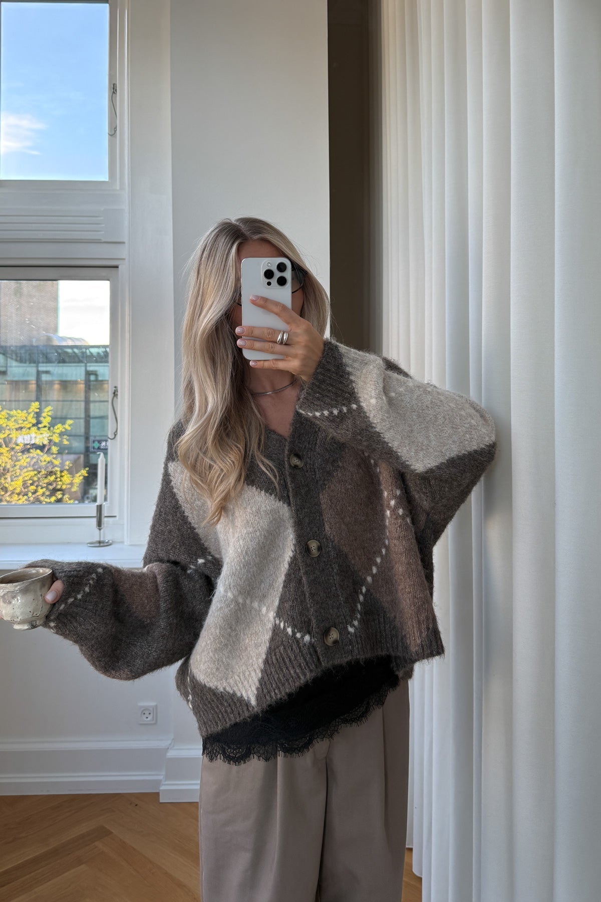 N-Laiana Strickjacke Aschbraun Melange