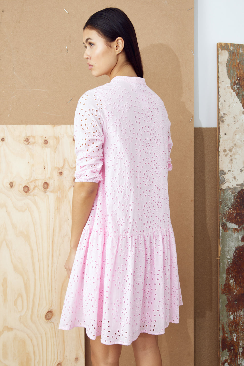 Imogene Kleid Baumwolle Anglaise Hellrosa