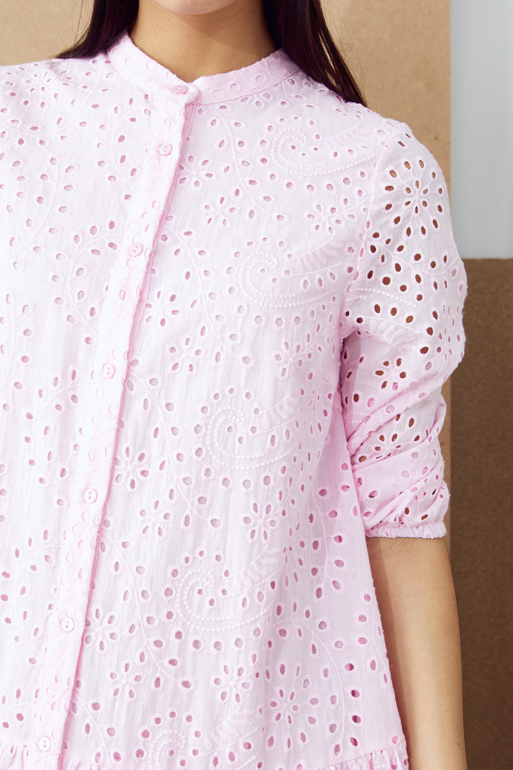 Imogene Kleid Baumwolle Anglaise Hellrosa