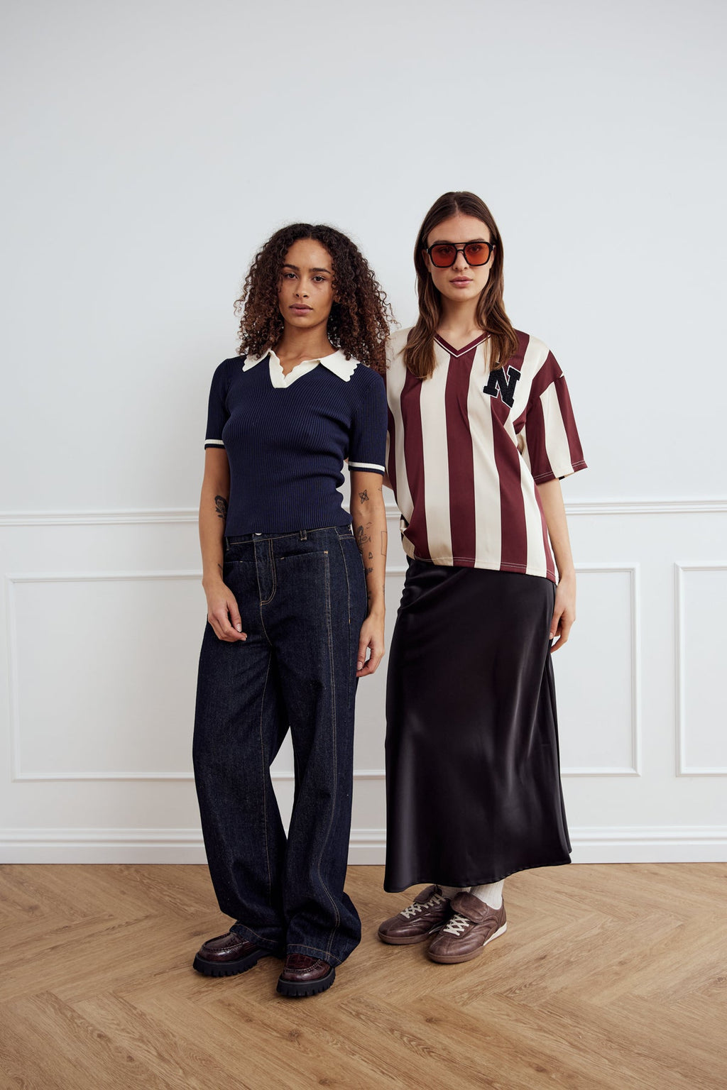 Lucena Bluse Mahagoni Elfenbein gestreift