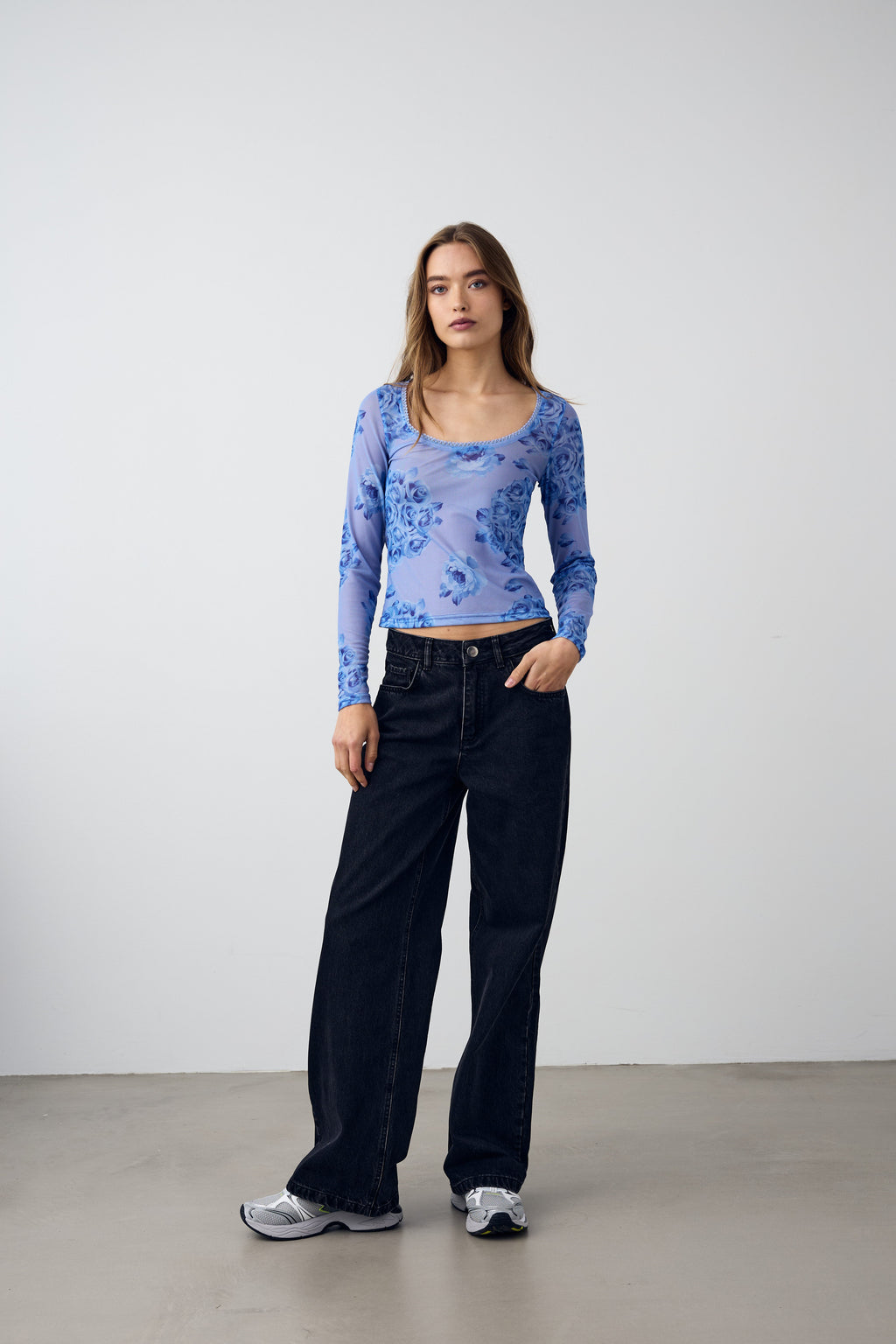 Kilea Top LS Tobi Blau Print
