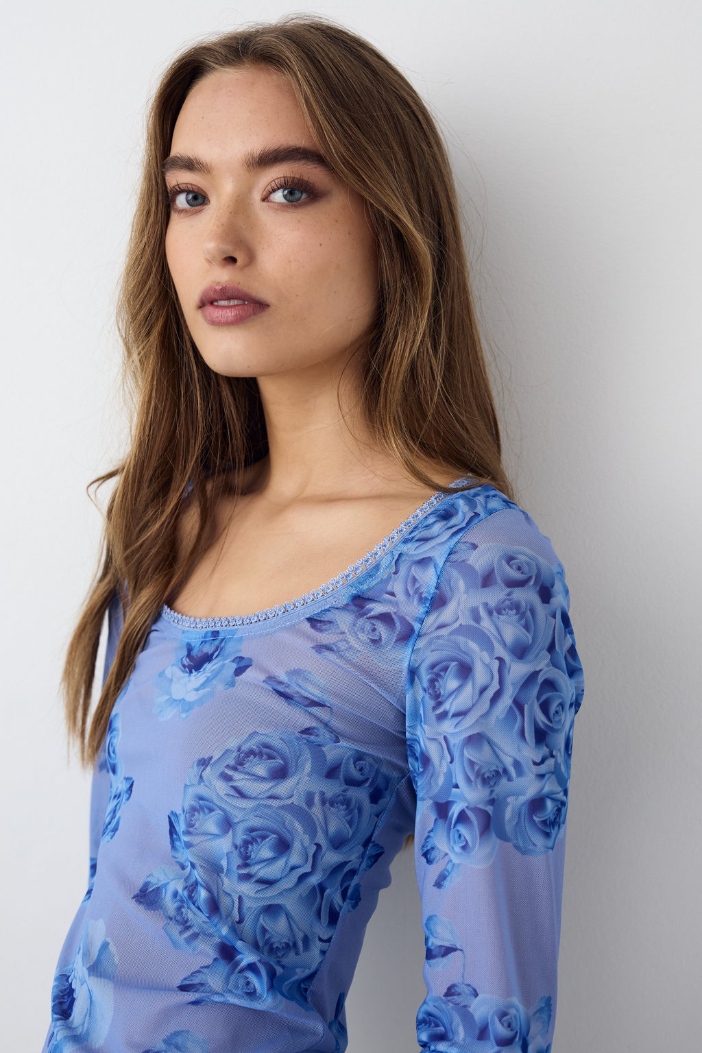 Kilea Top LS Tobi Blau Print