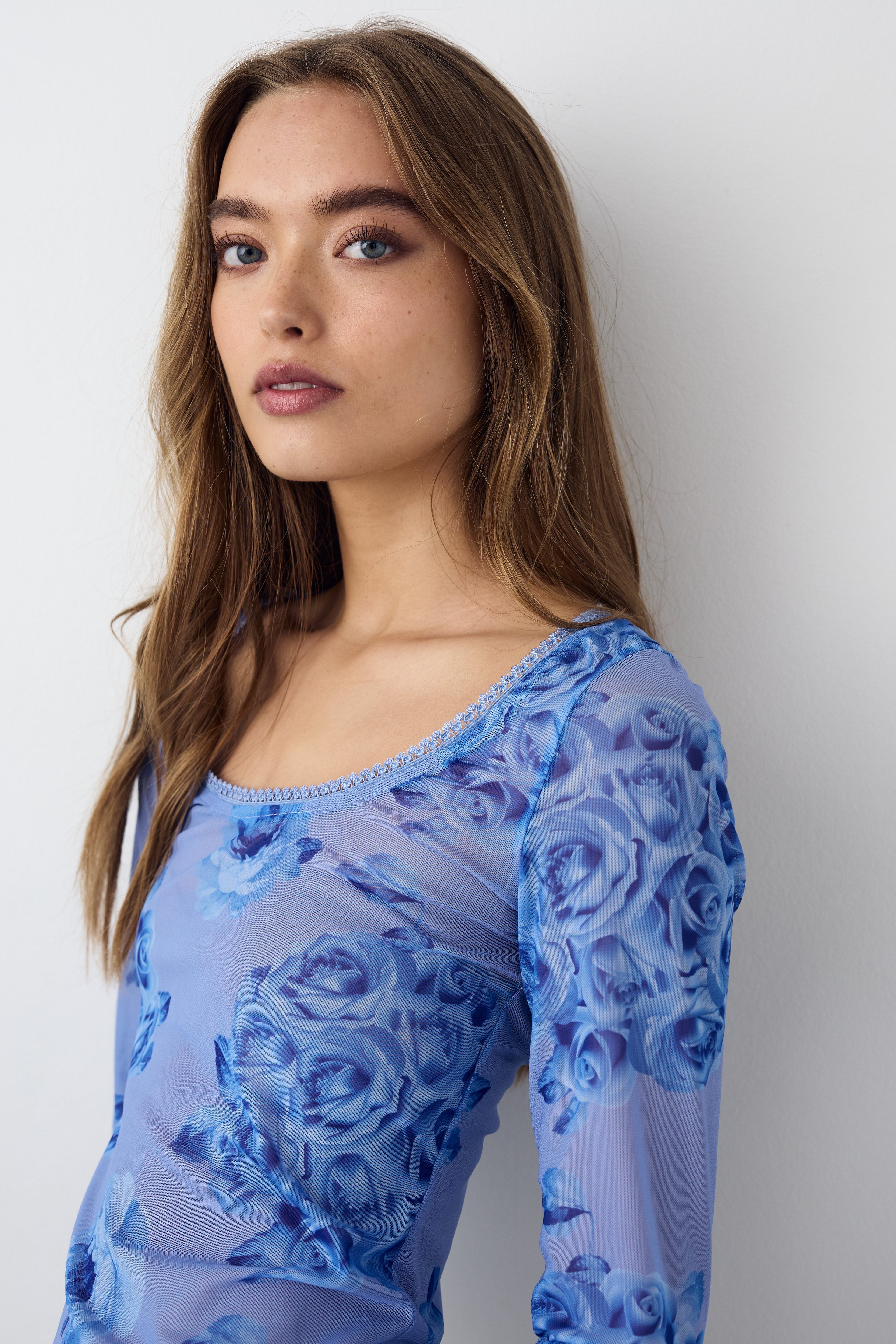 Kilea Top LS Tobi Blau Print