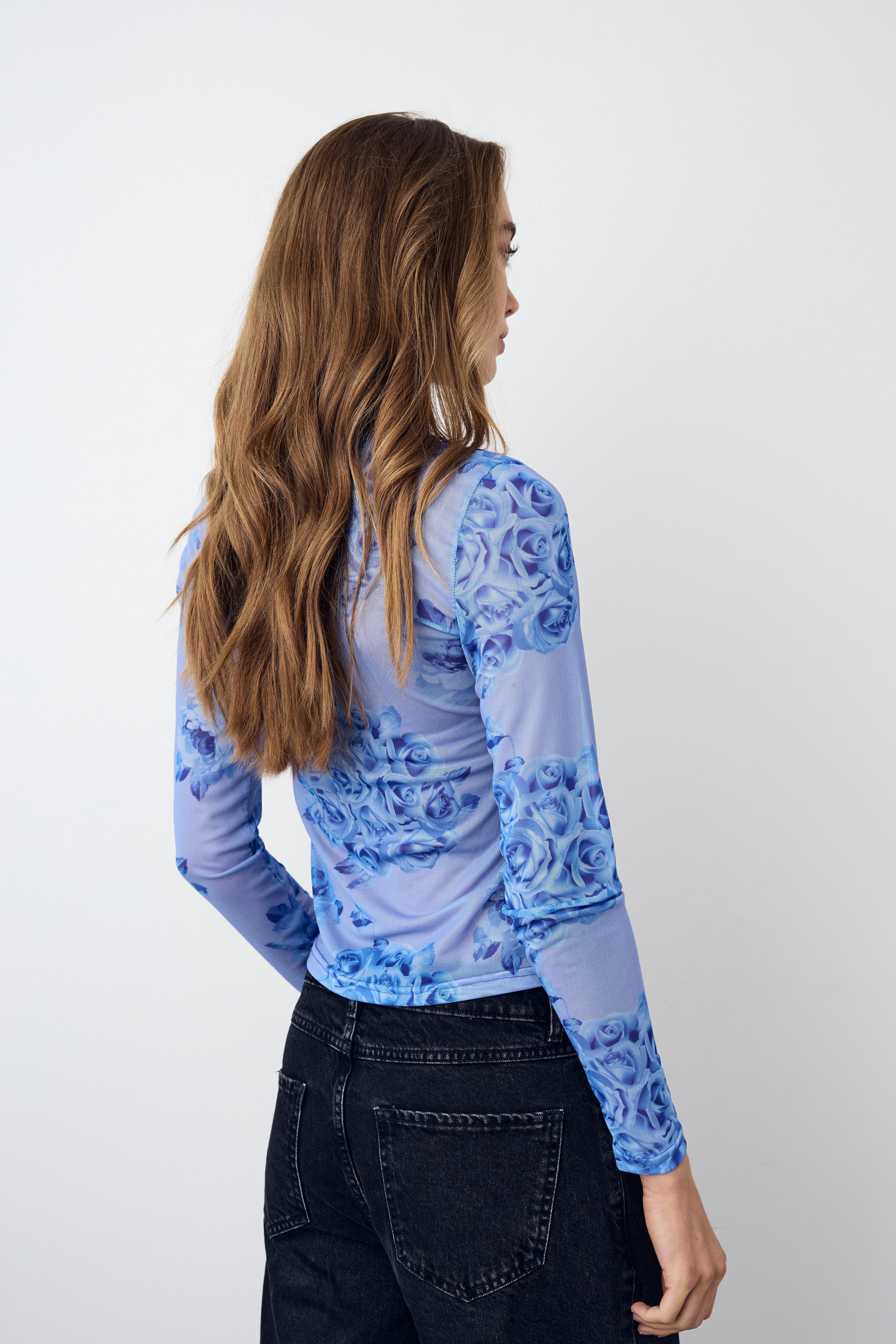 Kilea Top LS Tobi Blau Print