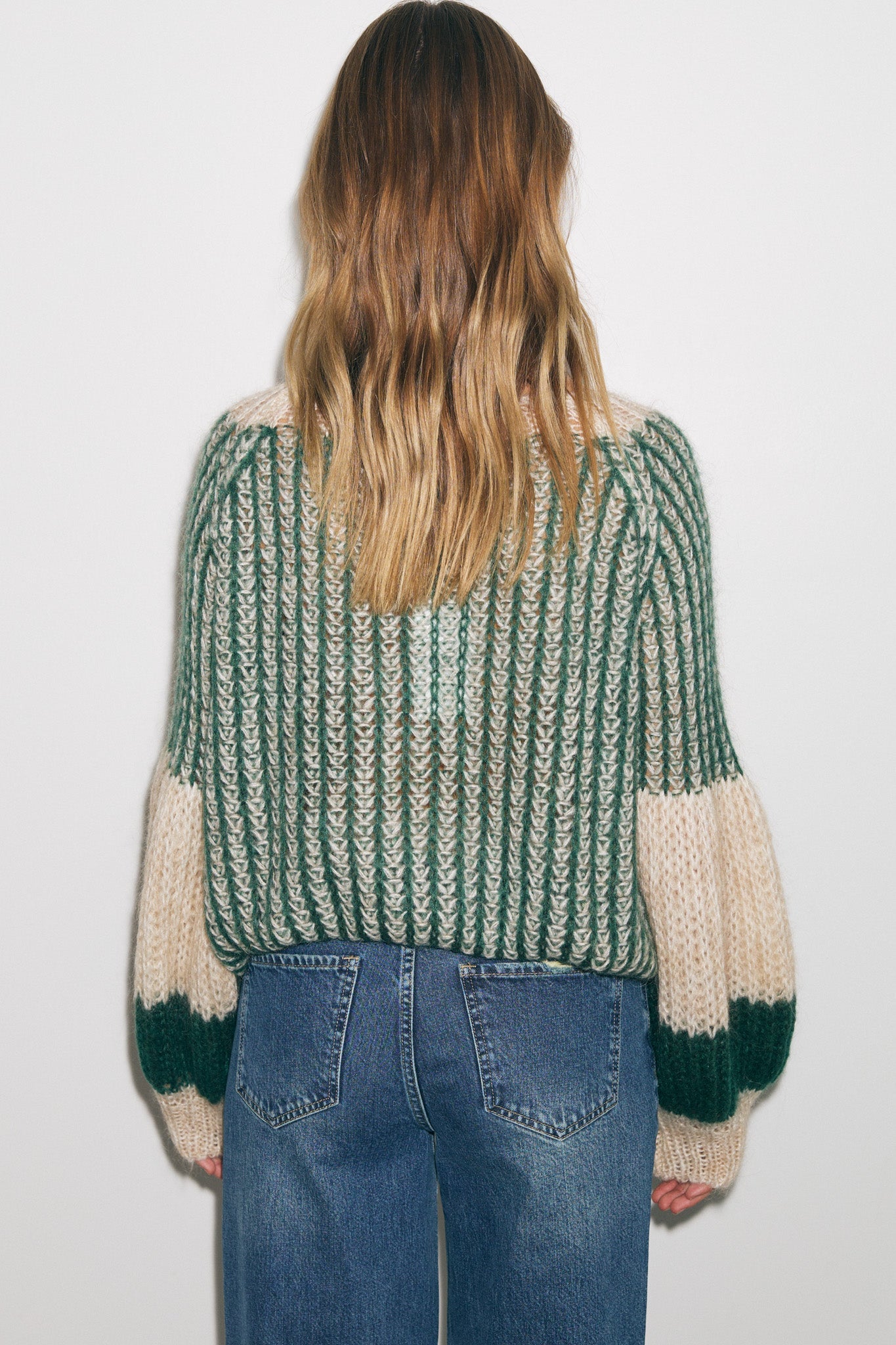 Liana Strickpullover Beige/Flaschengrün