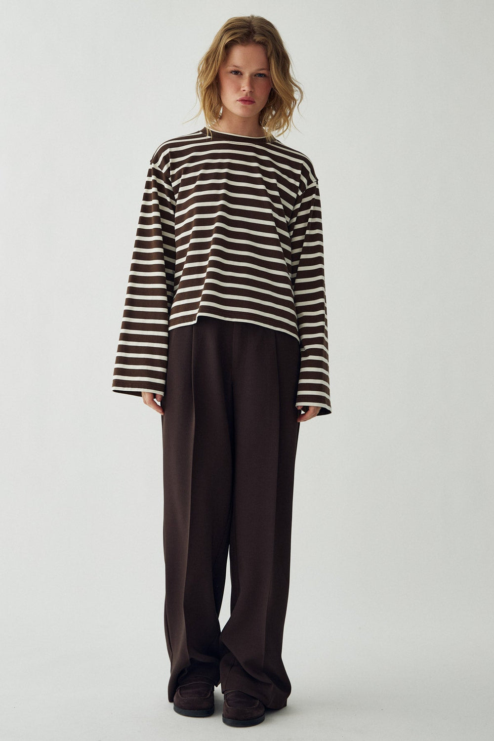 N-Maple LS T-Shirt Eton Brown Ivory Streifen