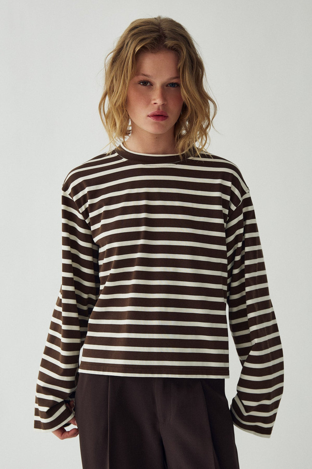 N-Maple LS T-Shirt Eton Brown Ivory Streifen
