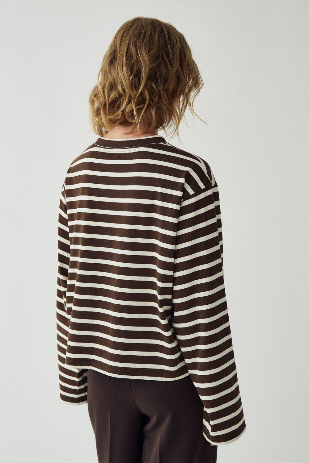 N-Maple LS T-Shirt Eton Brown Ivory Streifen