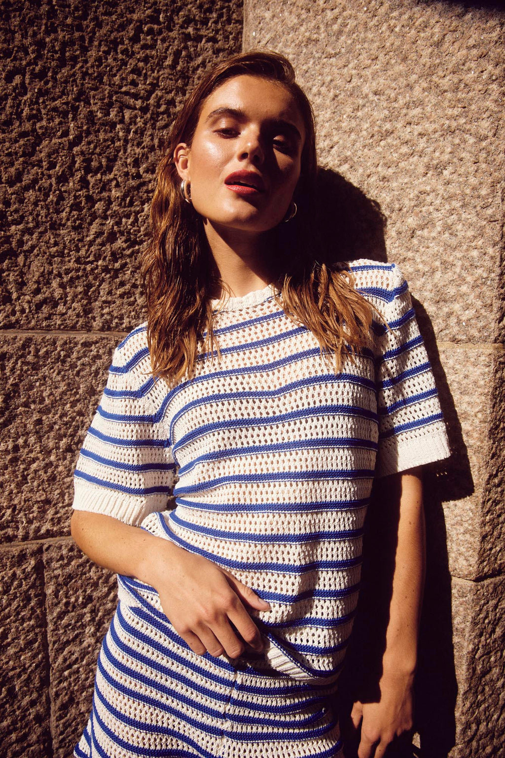 Shay Strick-Shorts Blau Gestreift