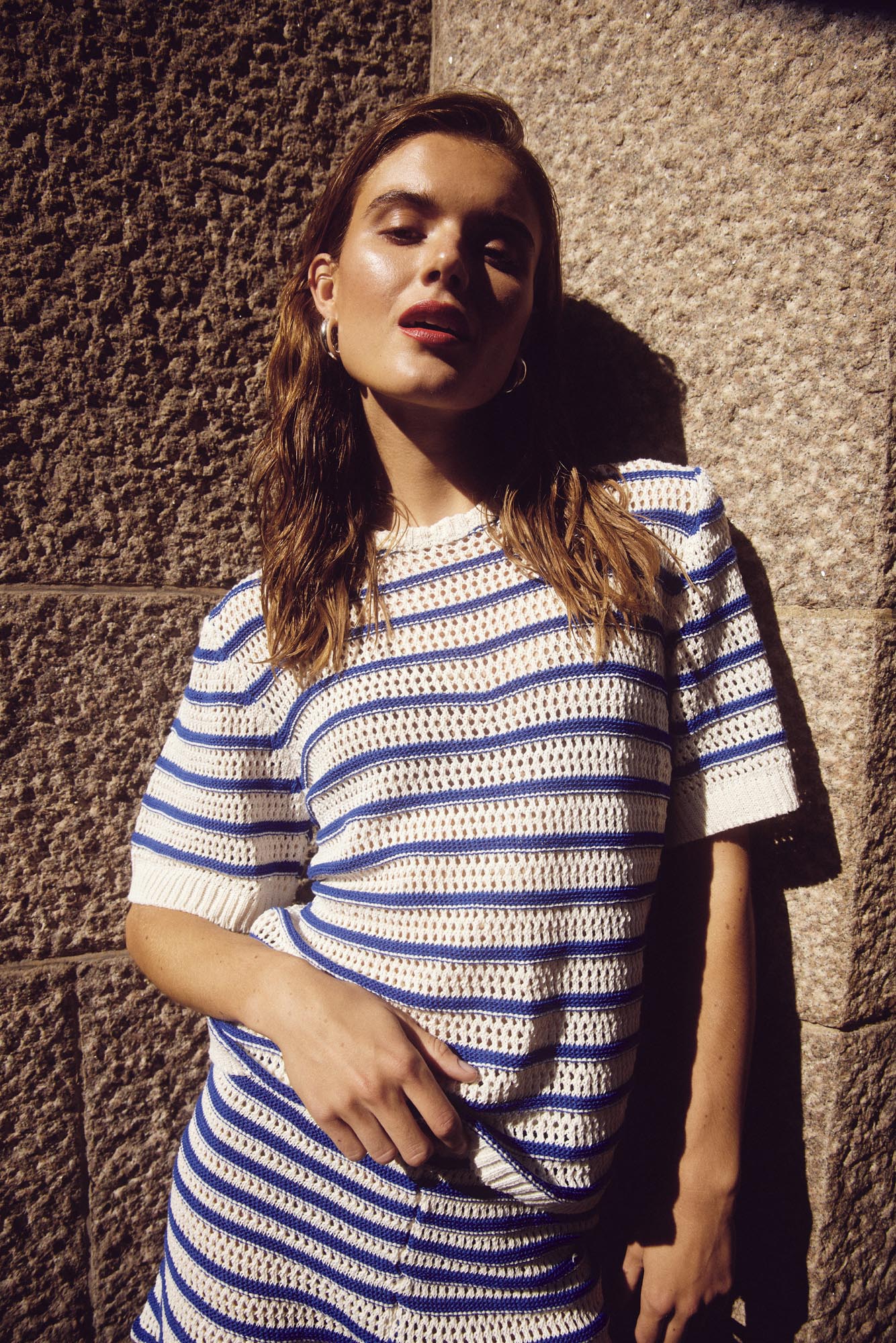 Shay Strick-Shorts Blau Gestreift