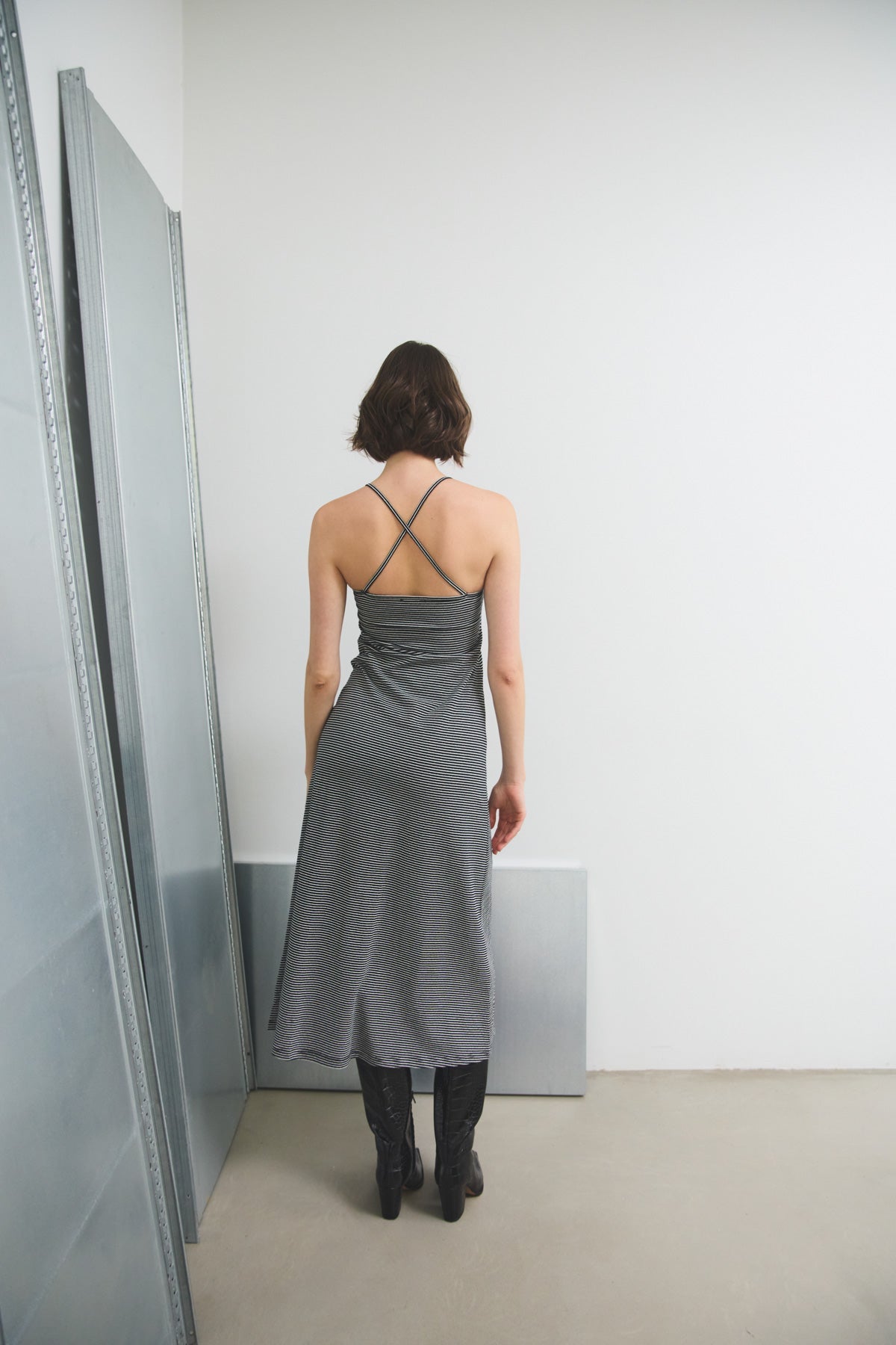 Reina-Kleid Schwarz/Weiß gestreift