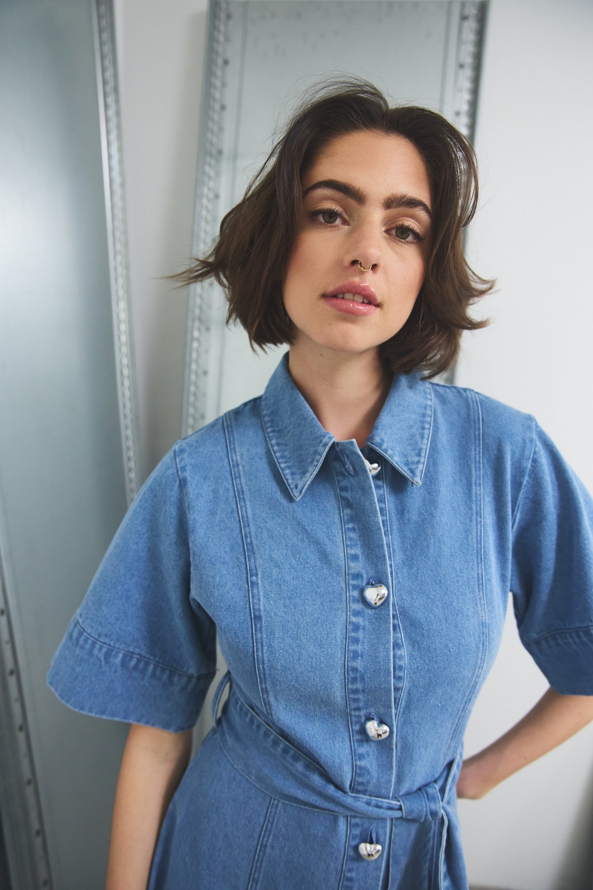 Keisley-Kleid Hellblau Washed