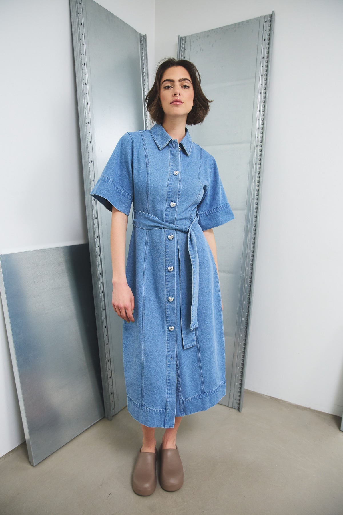 Keisley-Kleid Hellblau Washed