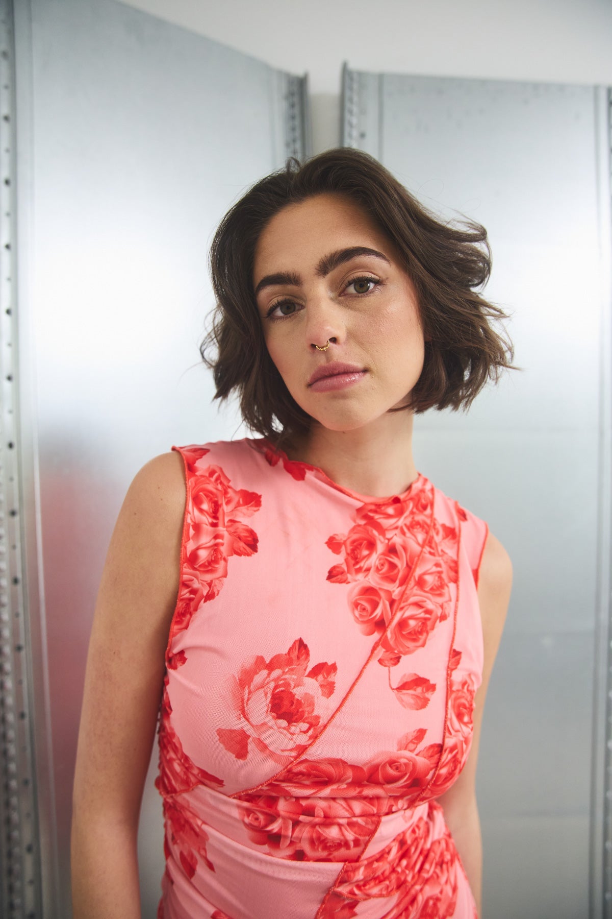 Sutton Kurzarmkleid mit Rosenmuster