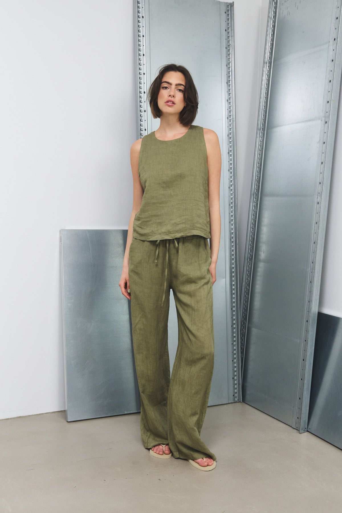 Samira Leinenbluse Khaki