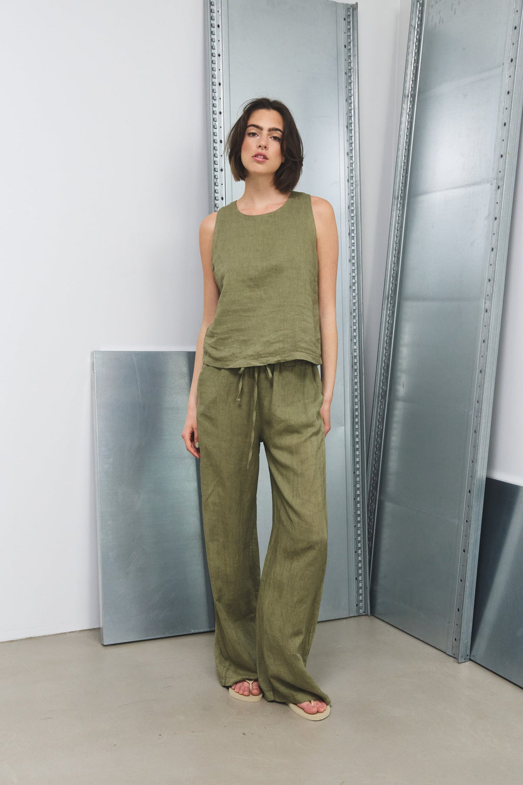 Samira Leinenhose Khaki