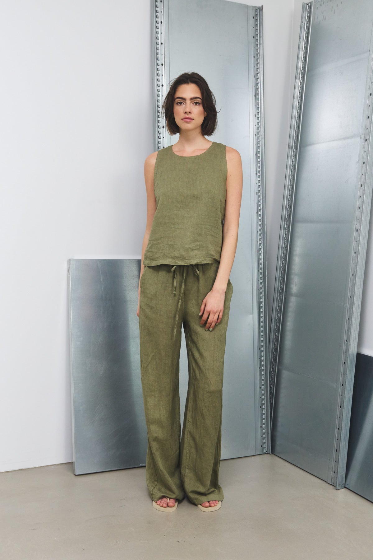 Samira Leinenbluse Khaki