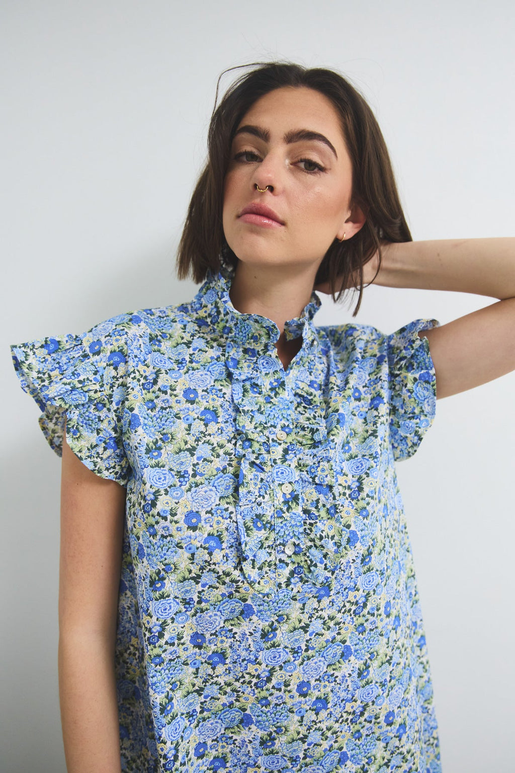 Sally Kleid Blau/Gelbe Blume