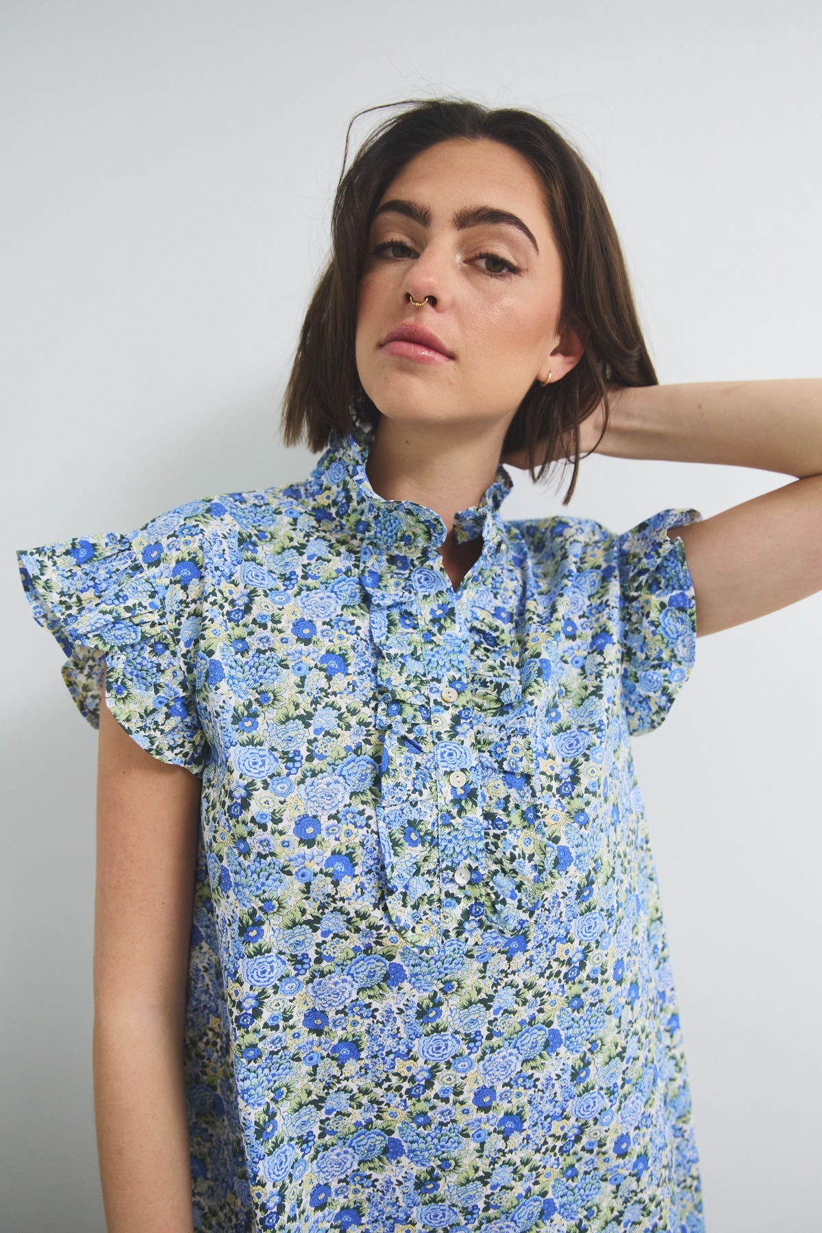 Sally Kleid Blau/Gelbe Blume