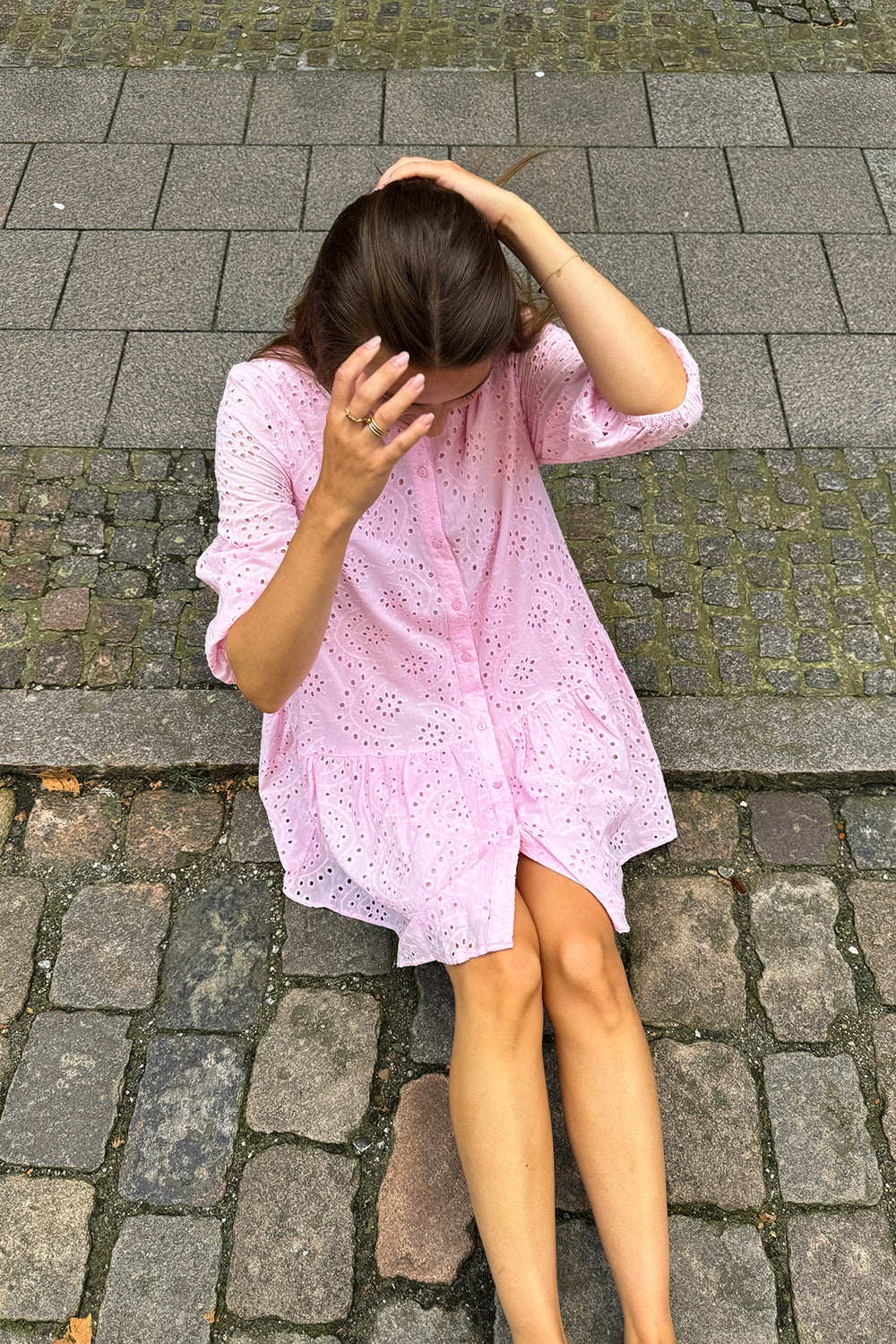 Imogene Kleid Baumwolle Anglaise Hellrosa