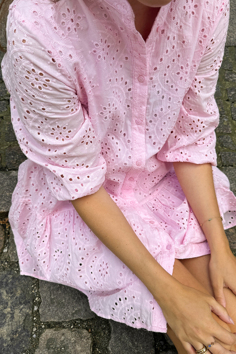 Imogene Kleid Baumwolle Anglaise Hellrosa