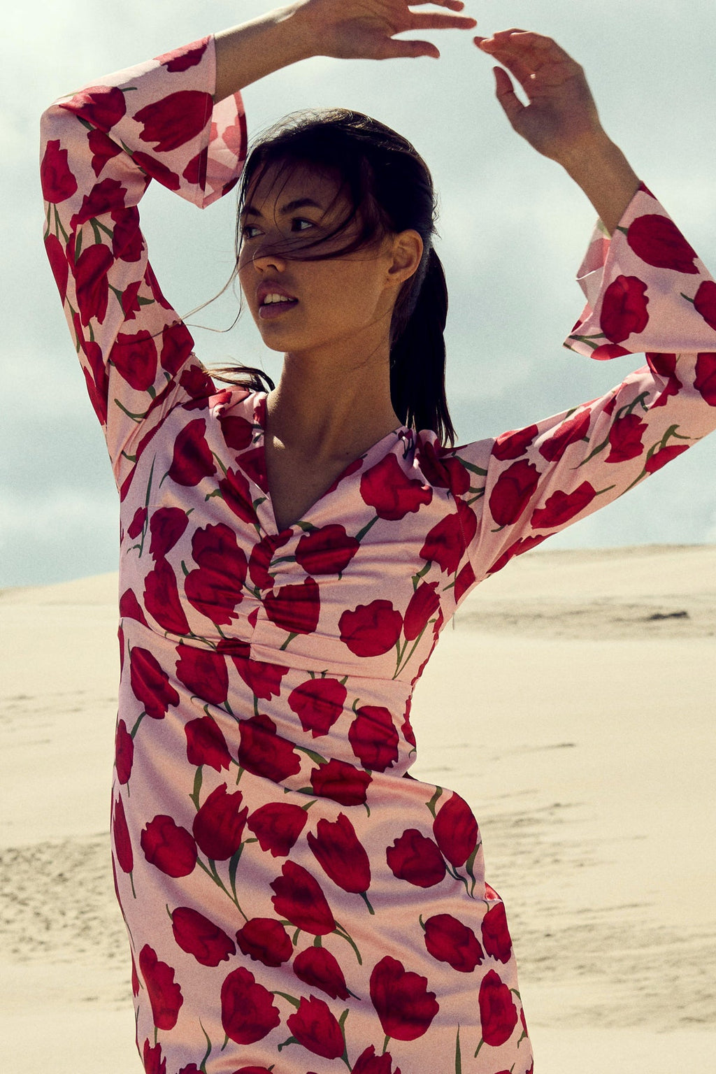 Kamey Kleid mit Tulpenmuster