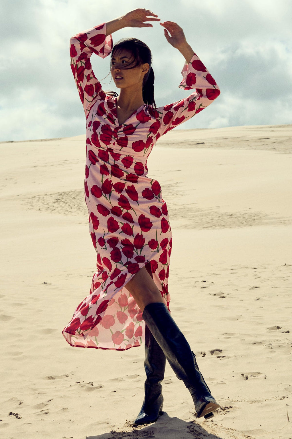 Kamey Kleid mit Tulpenmuster