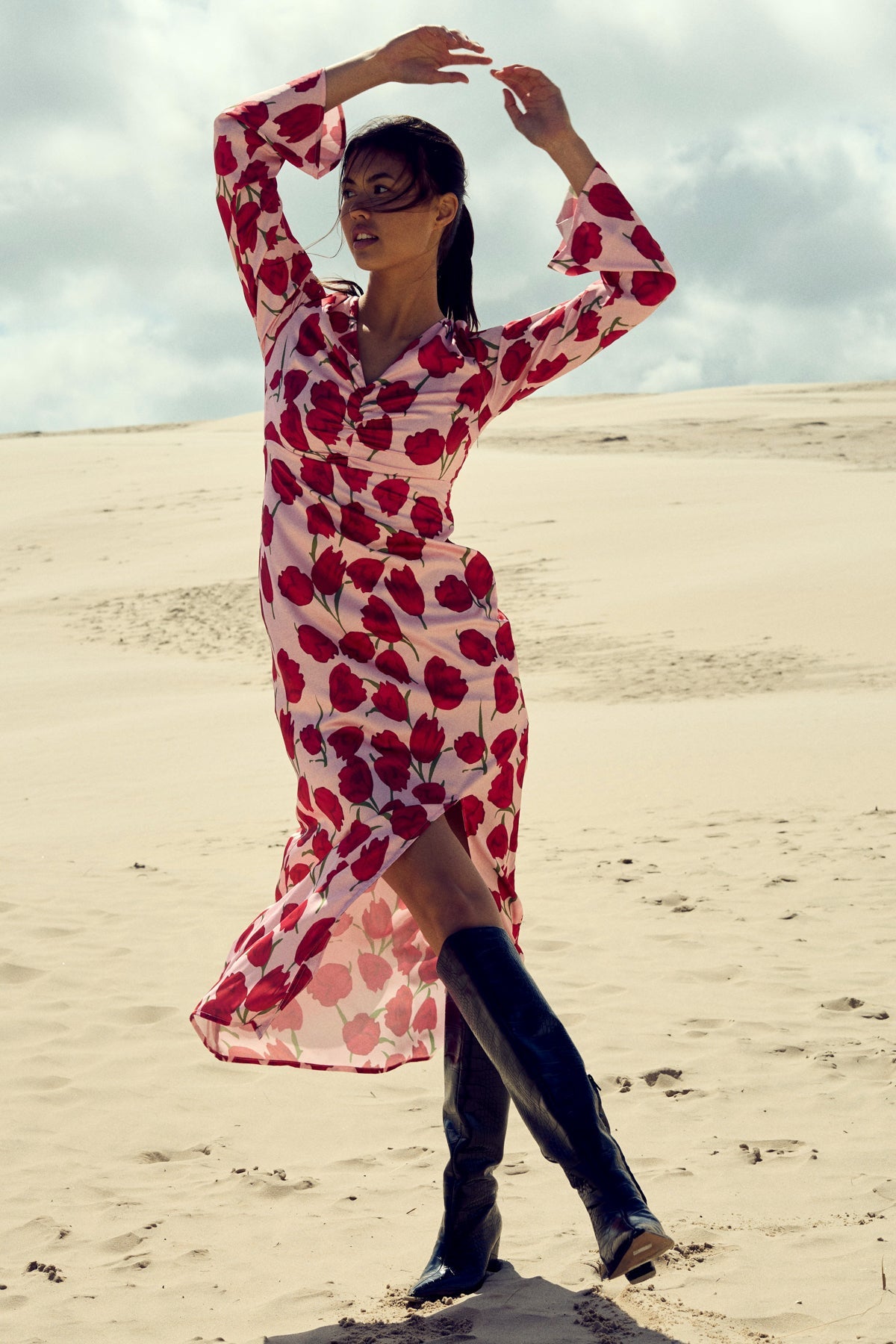 Kamey Kleid mit Tulpenmuster
