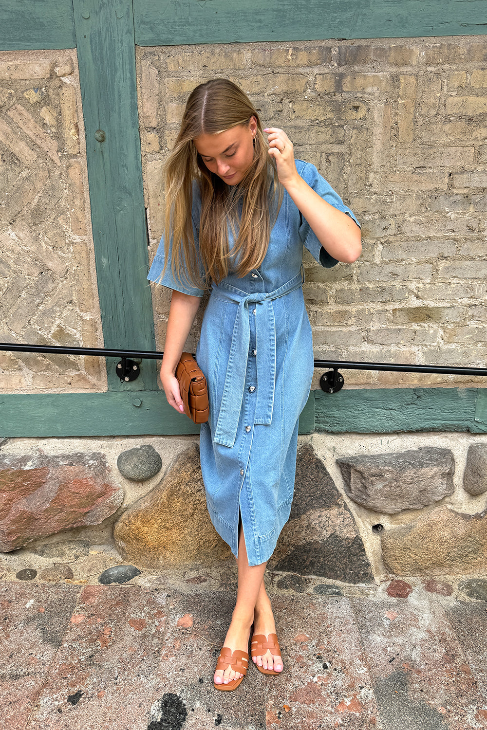Keisley-Kleid Hellblau Washed