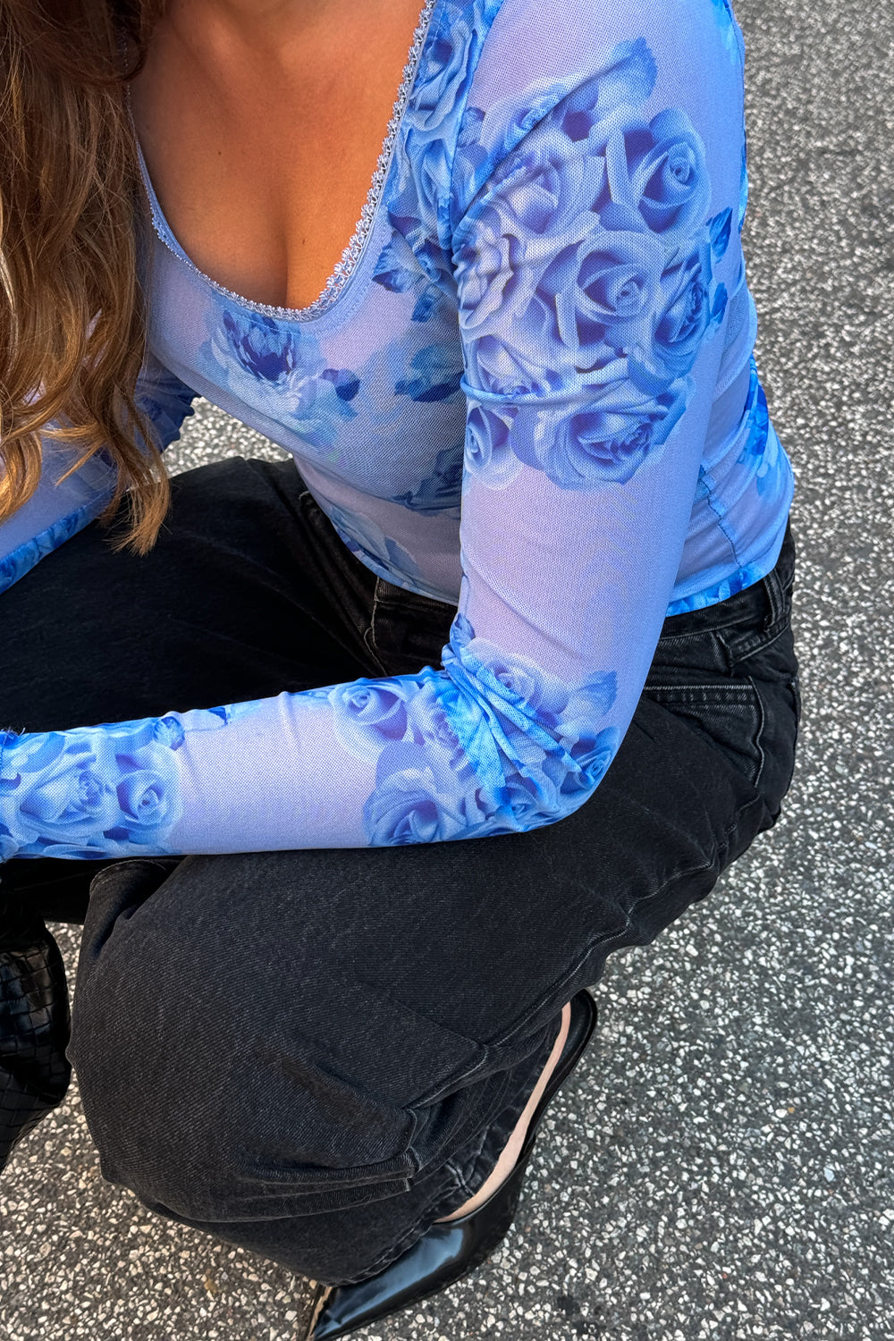 Kilea Top LS Tobi Blau Print