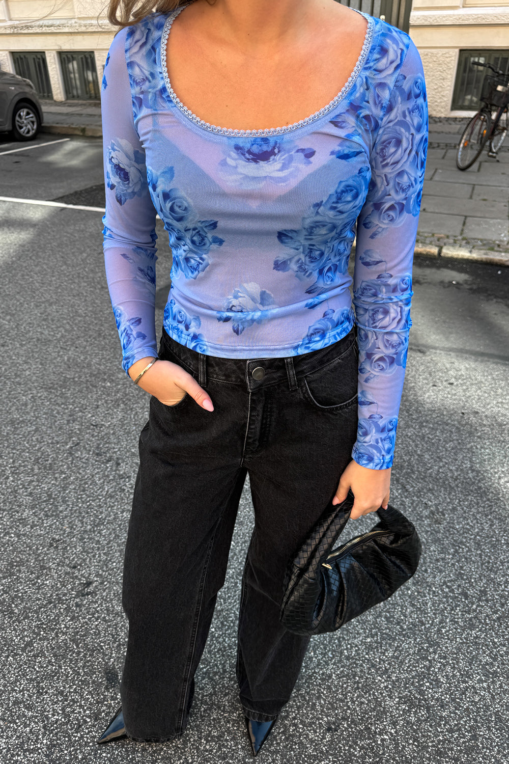 Kilea Top LS Tobi Blau Print