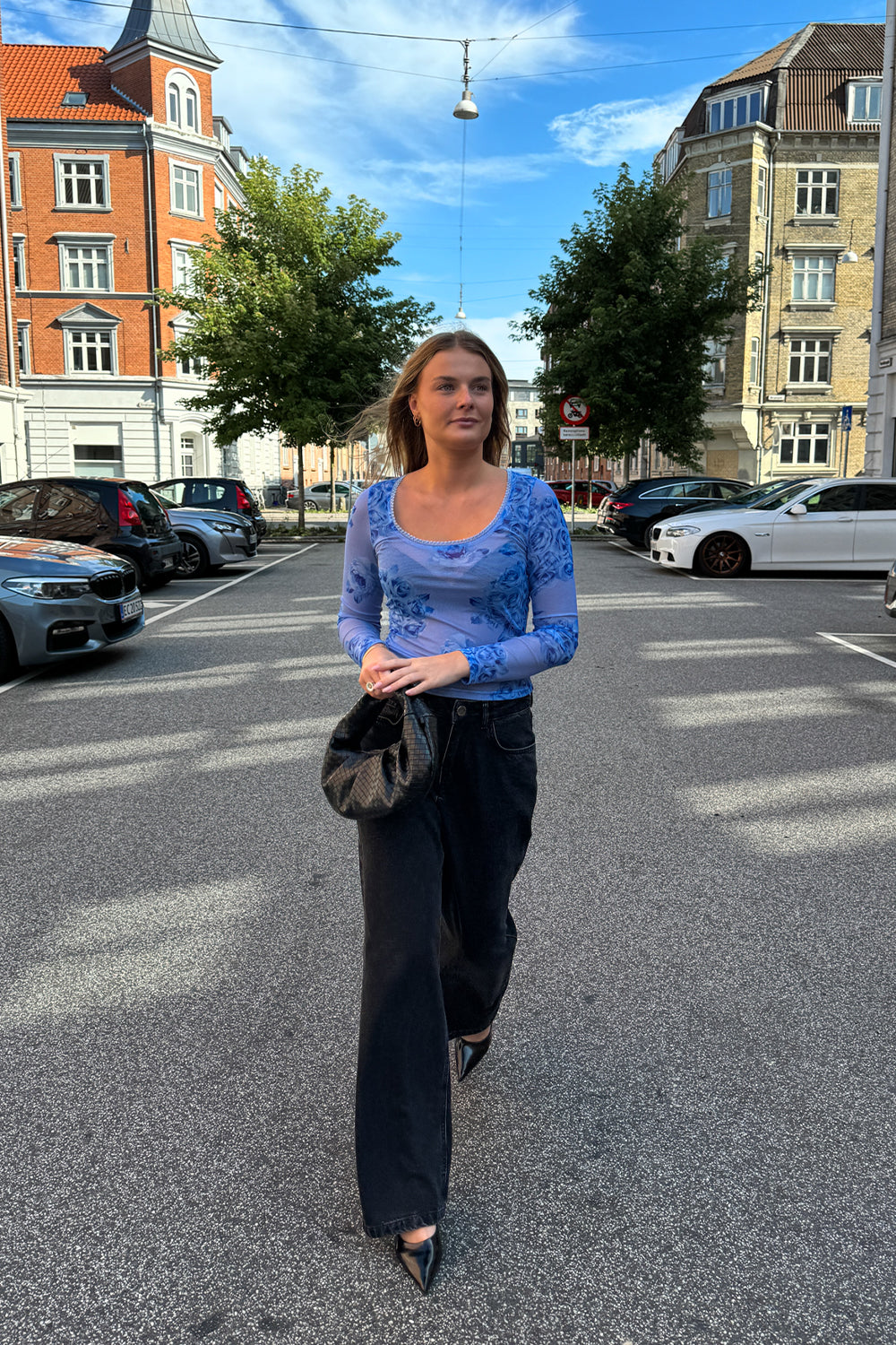 Kilea Top LS Tobi Blau Print