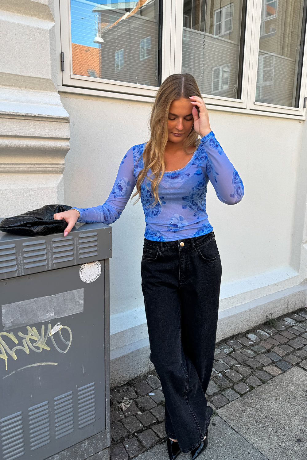 Kilea Top LS Tobi Blau Print