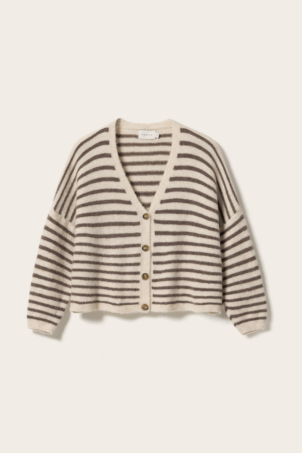 N-Lenda Strickjacke Braun-Elfenbein-Streifen