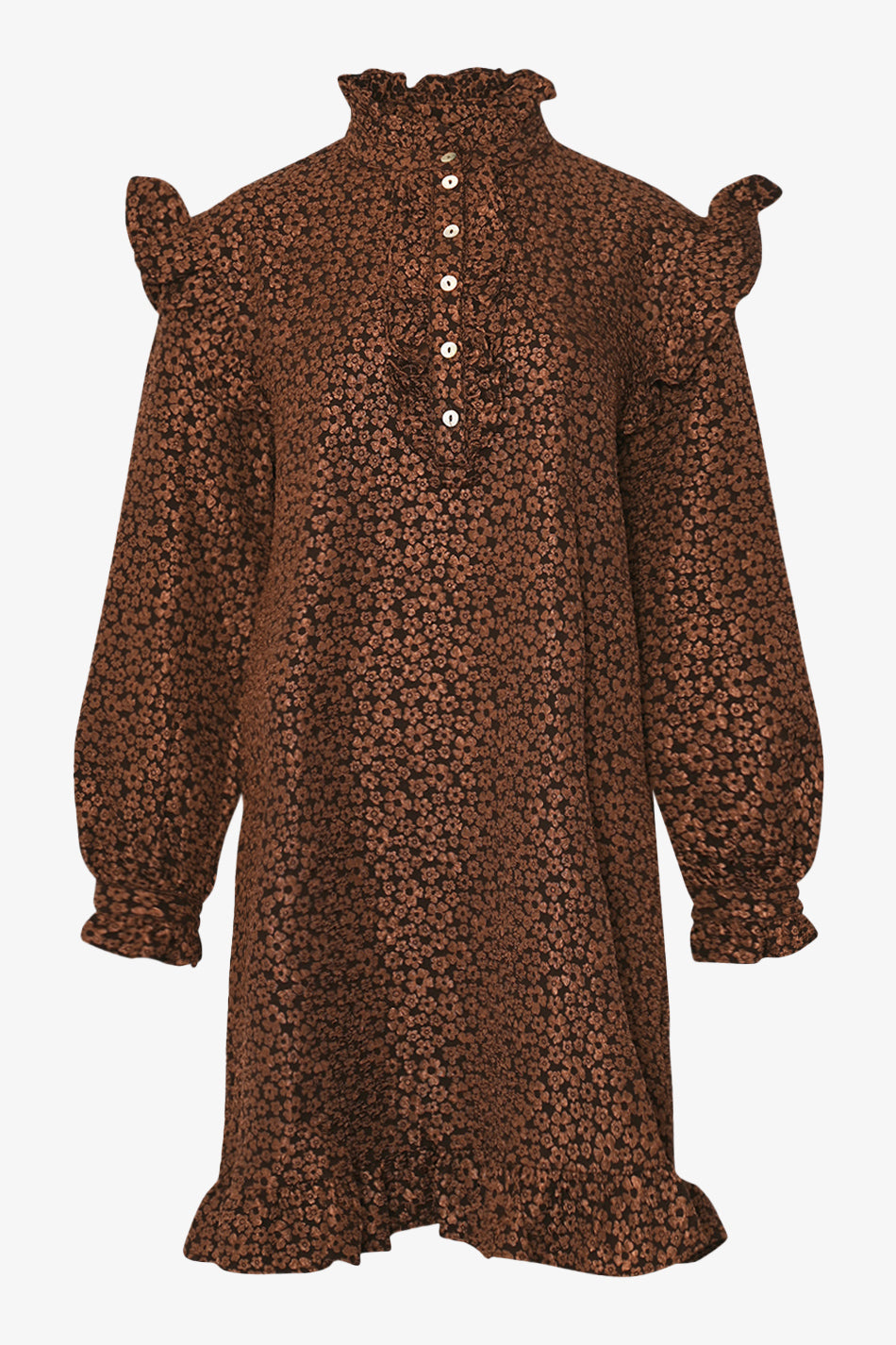 Reno Ruby Rüschenkleid Schokolade
