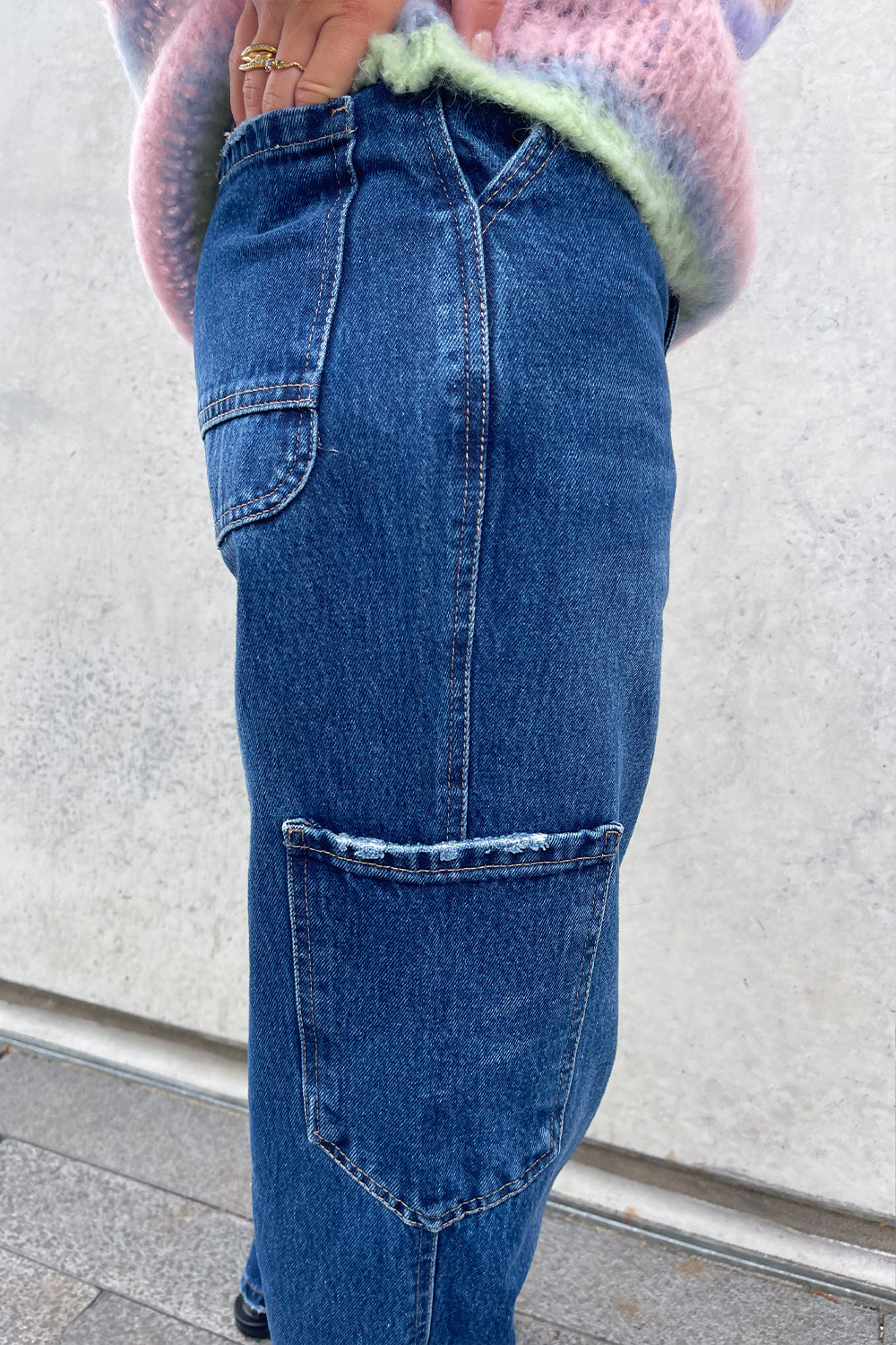 Rory Cargo-Jeans Dunkelblau Verwaschen