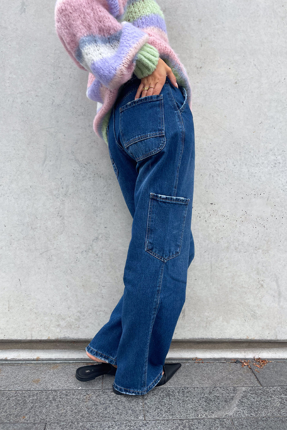 Rory Cargo-Jeans Dunkelblau Verwaschen