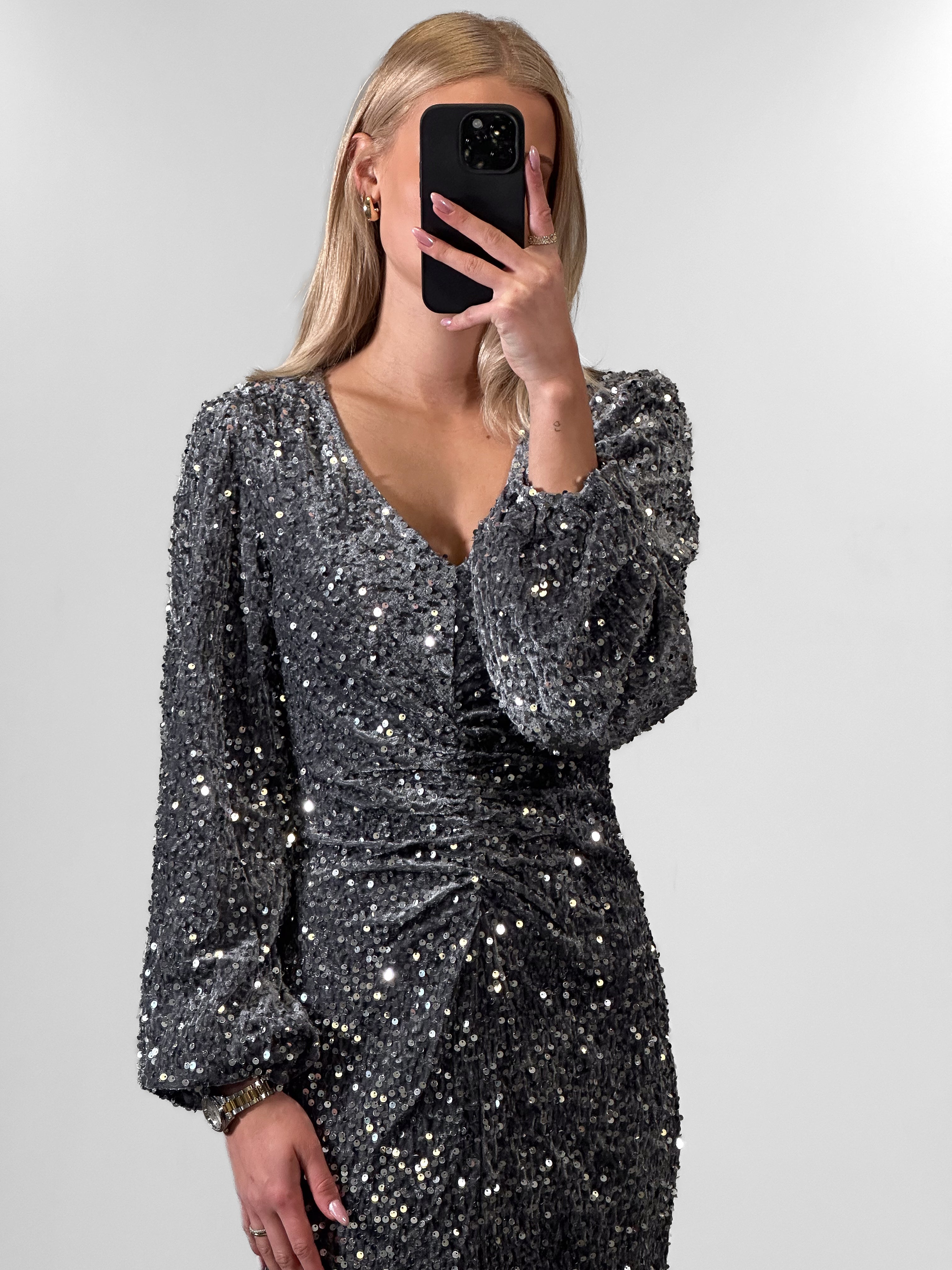 Teagan LG Kleid Asphalt Silbergrau
