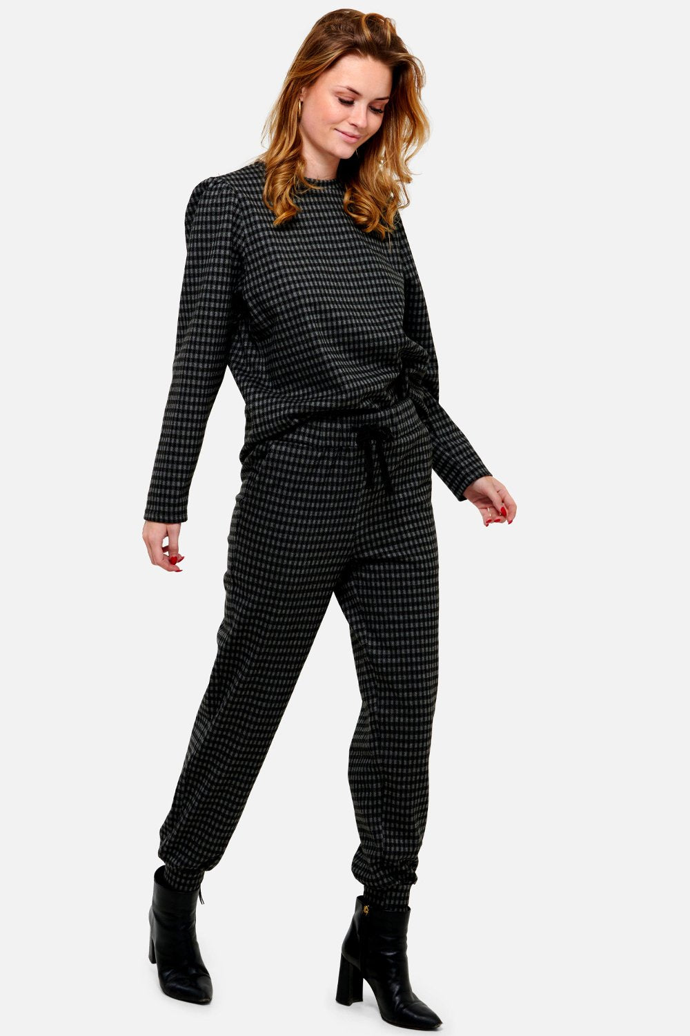 Flow Sweatshirt Rayon Dunkelgrau Karos